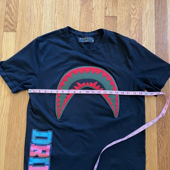 Eternity BC/AD Men Black Drip Embroidered 3D SHARK MOUTH Logo Tshirt Xl Cotton - Picture 11 of 12